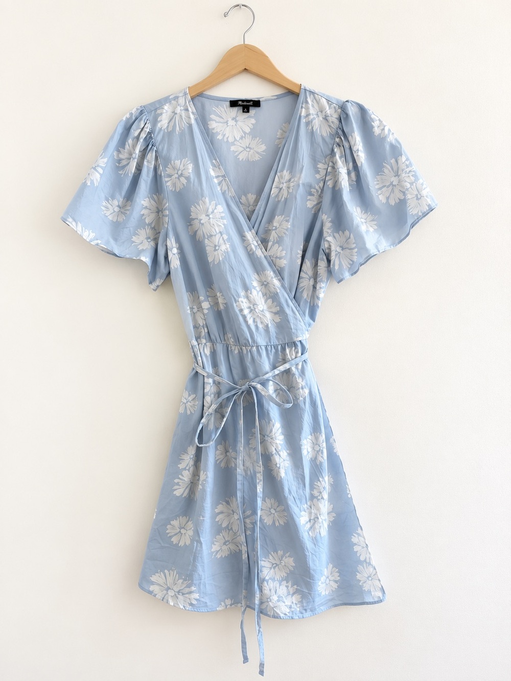 Madewell Blue Floral 100% Cotton Wrap Mini Dress XL